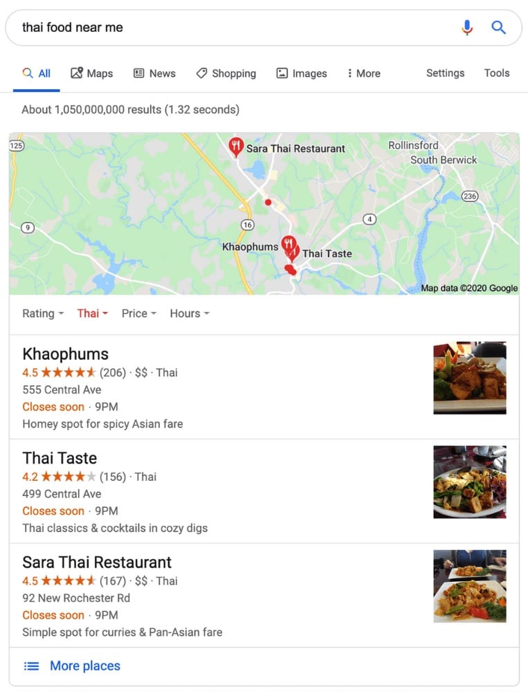 Local SEO Results - Google